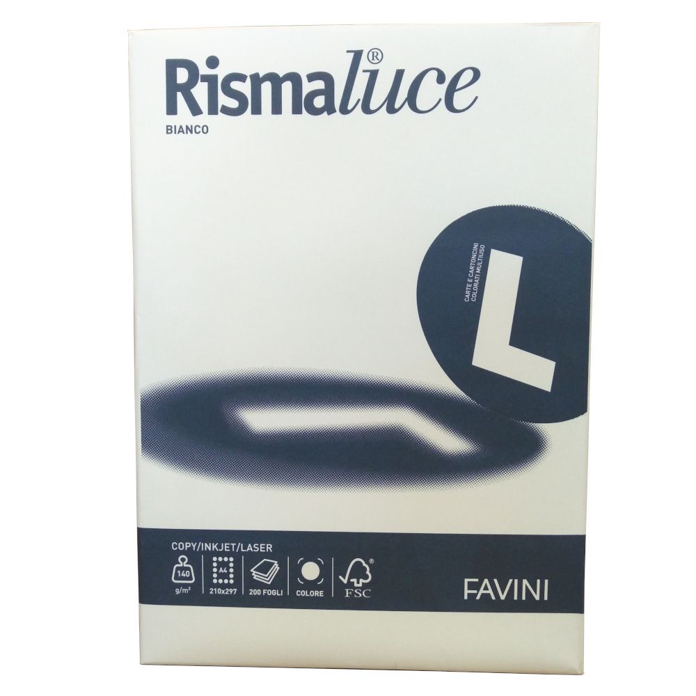 Risma Carta colorata Rismaluce 140gr A4 200ff bianco