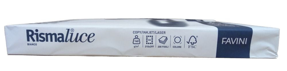 Risma Carta colorata Rismaluce 140gr A4 200ff bianco