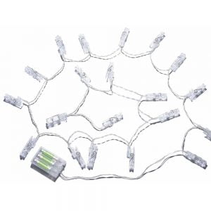 Scuoleria.it - Luci a batteria con mollette a led bianco caldo