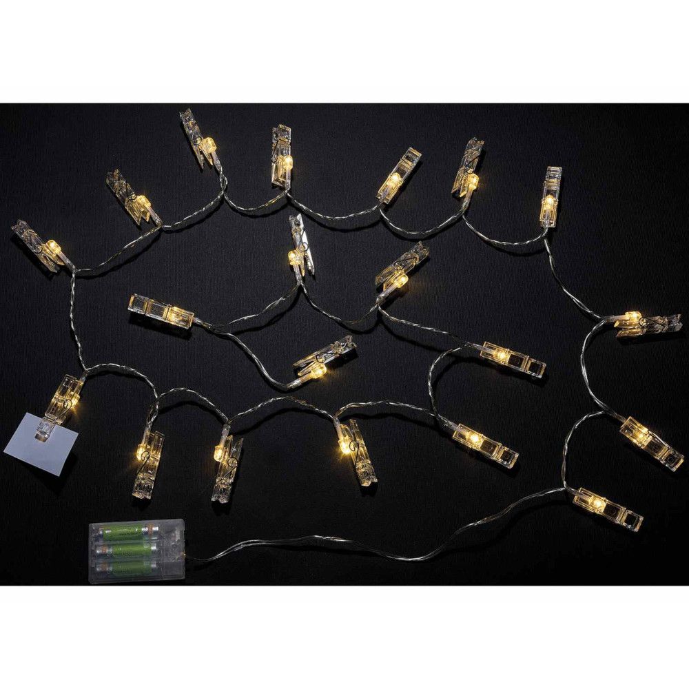 Lights4fun Cuore Metallico Con Luci LED E Mollette - Decorazione 35x35cm, A Pile, Luce Calda - 2