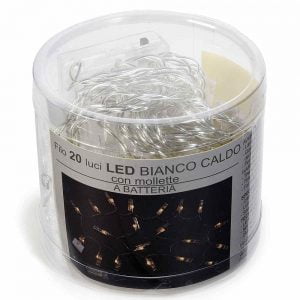 Scuoleria.it - Luci a batteria con mollette a led bianco caldo