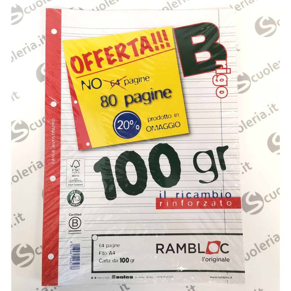 Fogli Rinforzati Rambloc A4 5mm - 320 Pagine, Carta 100gr FSC - Per Quaderni Ad Anelli - Foto 2