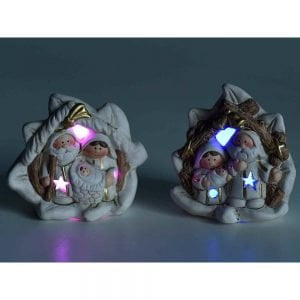 Scuoleria.it - Natività in terracotta colorata con luci led multicolore