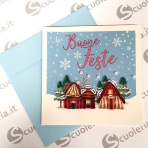Scuoleria.it - Biglietto auguri Origamo Quilling Villaggio di Natale