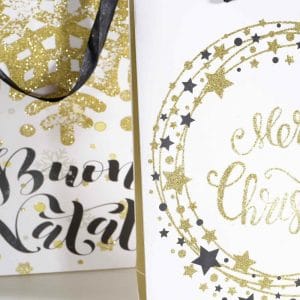 Sacchetto regalo Natale stampa Oro