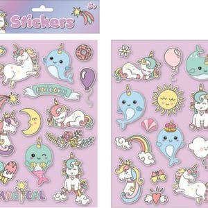 Stickers adesivi 3d morbidi sagomati unicorno