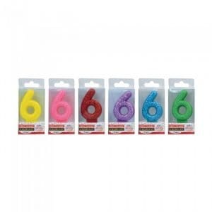 Candeline per torta Glitter numero 6