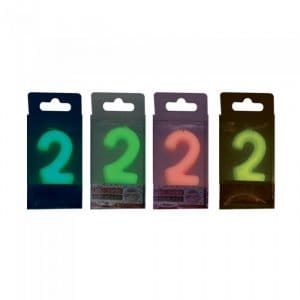 Candeline per torta Brilla al buio numero 2