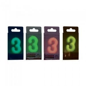 Candeline per torta Brilla al buio numero 3