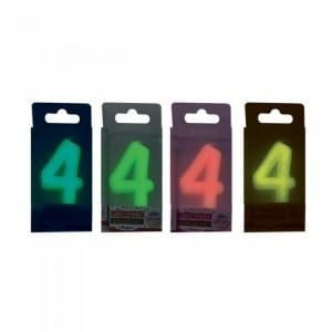 Candeline per torta Brilla al buio numero 4