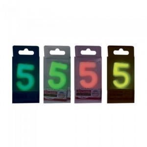 Candeline per torta Brilla al buio numero 5