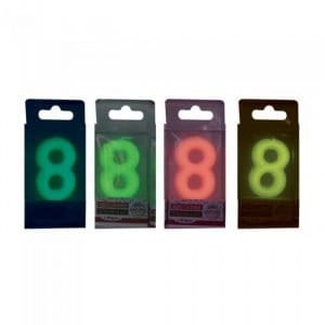 Candeline per torta Brilla al buio numero 8