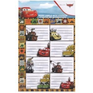 Etichette per quaderno Cars