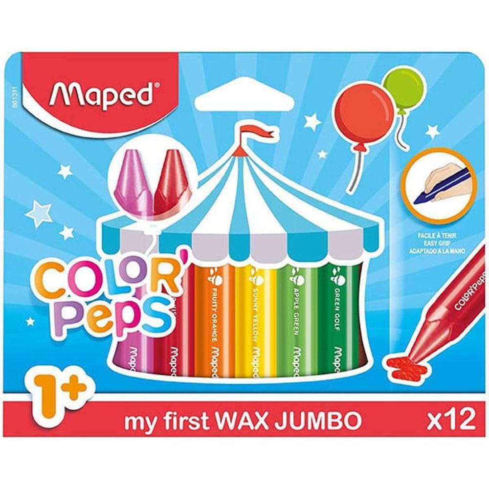 Pastelli a cera maxi Maped 12 colori