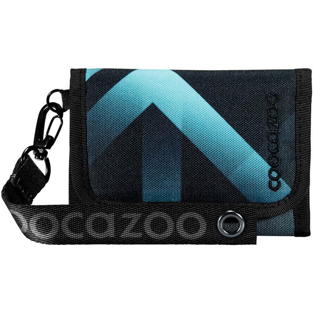 Compact GoPro gear pouch with blue diagonal pattern and detachable strap.